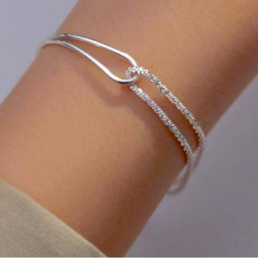 Licol Bracelet Italy .925 Silver Mixed Tubular + Chain Style - Picture 2 of 15